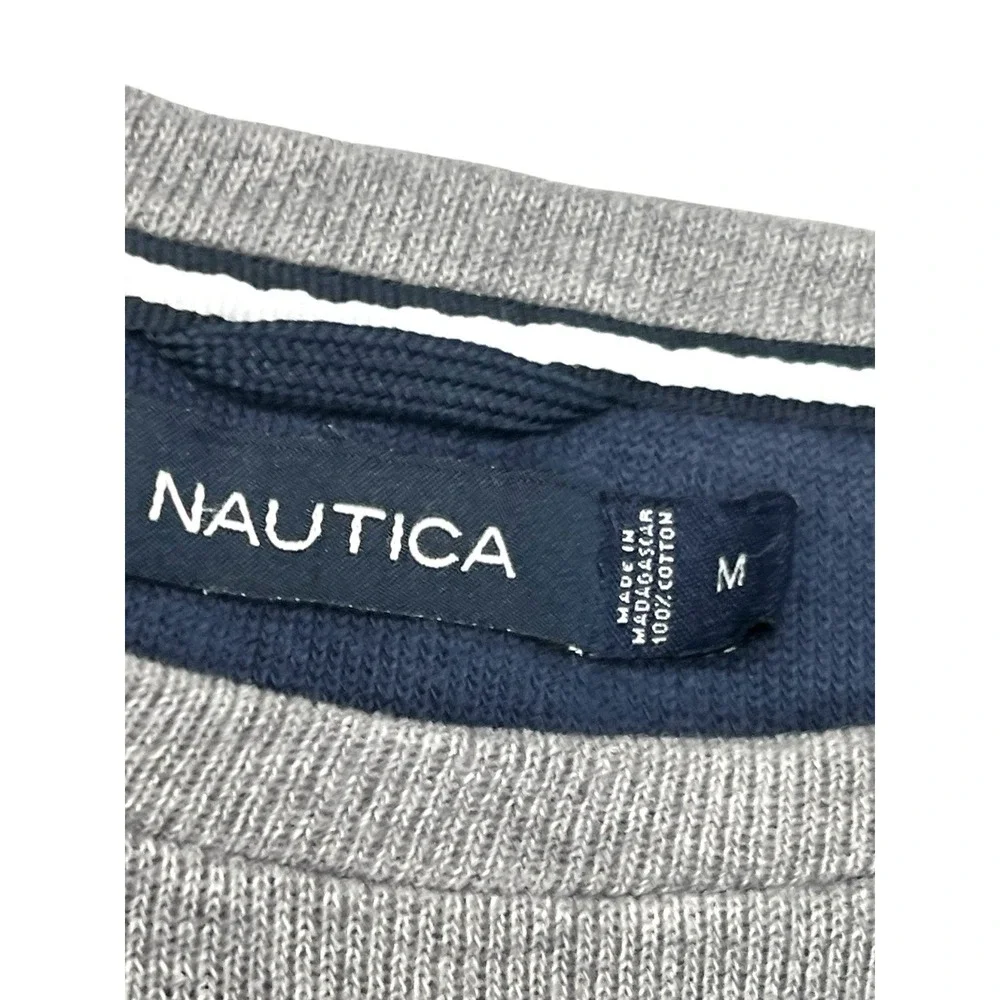 Nautica Mens Crewneck Sweater Medium Gray Color‎ Blue Logo